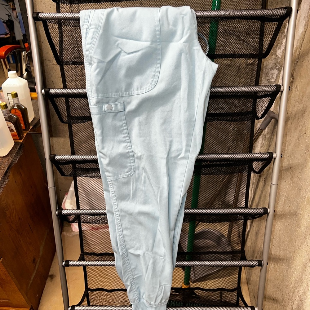 Small light blue jogger scrub pants